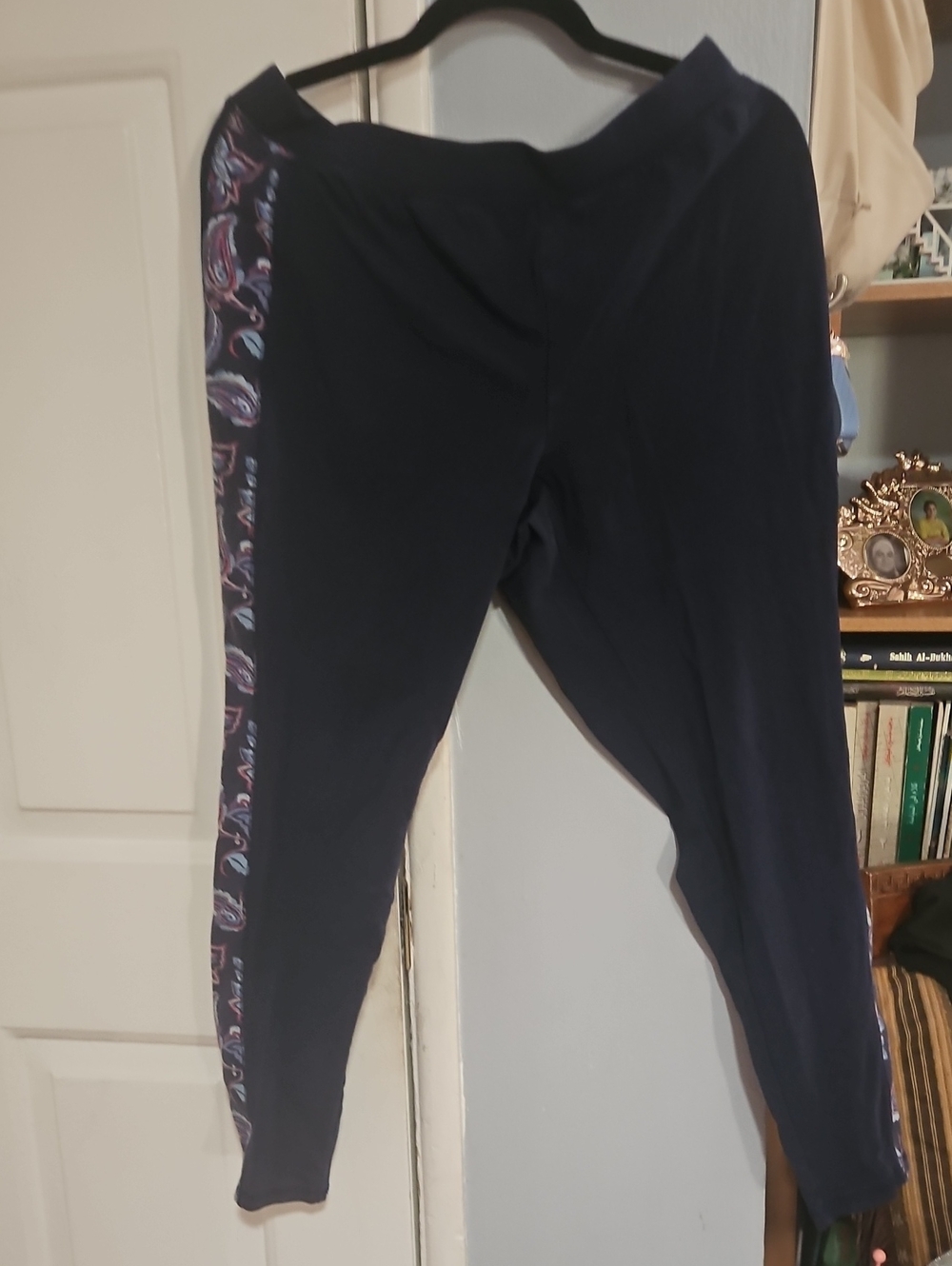 Catherines Navy Leggings with Paisley Side Panel